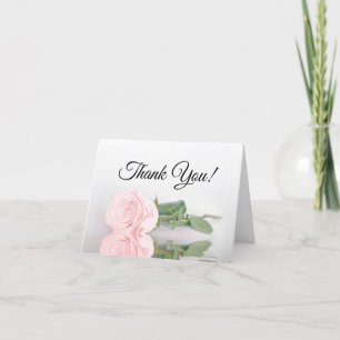 Elegant Blush Pink Rose Weddenfoto Inside Bedankkaart
