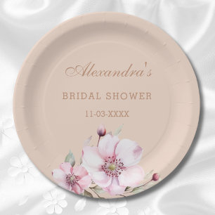 Elegant Blush Pink Roses Floral Vrijgezellenfeest Papieren Bordje