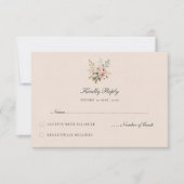 Elegant Blush Pink Roses Wedding RSVP Card (Devant)