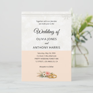 Elegant Blush Pink Rustic Floral Romantic Wedding  Kaart