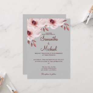 Elegant Blush Pink Rusty laat Waterverf Floral ach Kaart