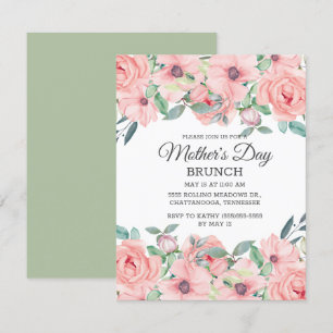 Elegant Blush Pink Sage Green Floral Moederdag Kaart