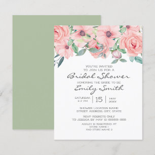 Elegant Blush Pink Sage Green Floral Vrijgezellenf Kaart