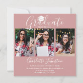 Elegant Blush Pink Script 4 Fotogradatie Partij Kaart (Voorkant)