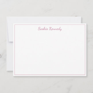 Elegant Blush Pink Script Border Aangepast Notitiekaartje