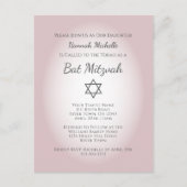Elegant Blush Pink Simple Feminine Bat Mitzvah Uitnodiging Briefkaart (Voorkant)
