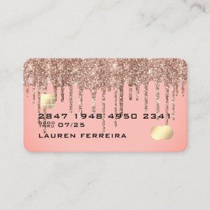 Elegant Blush Pink Sparkly Drift Faux Creditcard Visitekaartje