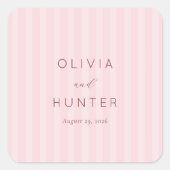 Elegant Blush Pink Stripes Vierkante Sticker (Voorkant)