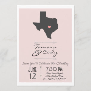 Elegant Blush Pink Texas Wedding Uitnodiging