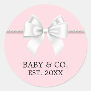 Elegant Blush Pink Tiffany Theme Baby shower Ronde Sticker
