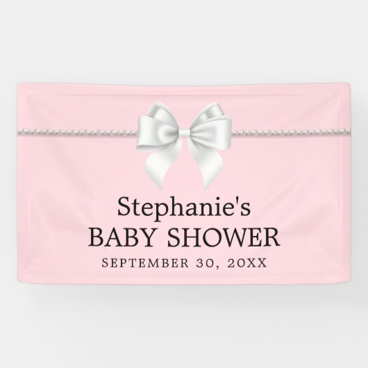 Elegant Blush Pink Tiffany Theme Baby shower Spandoek (Horizontaal)
