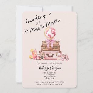 Elegant Blush Pink Travel Adventure Vrijgezellenfe Kaart