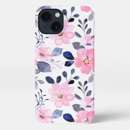 Elegant Blush Pink Watercolor Floral Phone Case iPhone 13 Hoesje