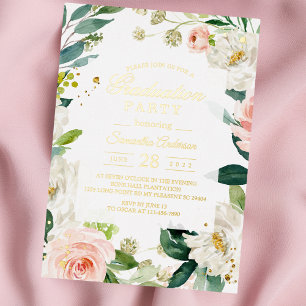 Elegant Blush Pink Waterverf Floral Lijst Folie Uitnodiging