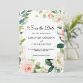 Elegant Blush Pink Waterverf Floral Lijst Save The Date (Staand voorkant)