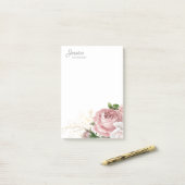 Elegant Blush Pink Waterverf Floral Post-it® Notes (Op bureau)
