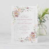 Elegant Blush Pink Waterverf Floral Wedding Kaart (Staand voorkant)