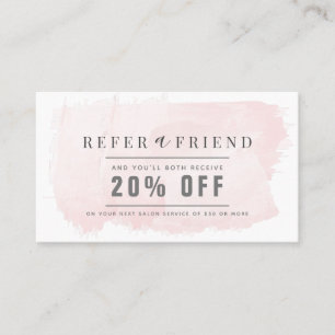 Elegant Blush Pink Waterverf Salon Referral Visitekaartje