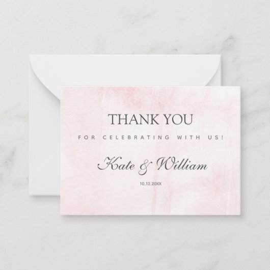 Elegant Blush Pink Waterverf - Weddenschap Harteli Notitiekaartje (Voorkant)