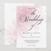 Elegant Blush Pink Waterverf Wedding Kaart (Voorkant / Achterkant)