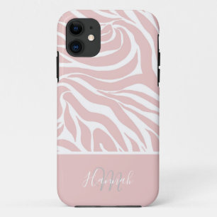 Elegant Blush Pink White Animal Print iPhone 11 Hoesje