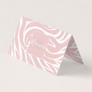 Elegant Blush Pink White Animal Print Visitekaartjes