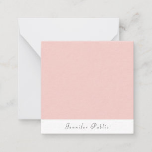Elegant Blush Pink White Handgeschreven Modern Notitiekaartje