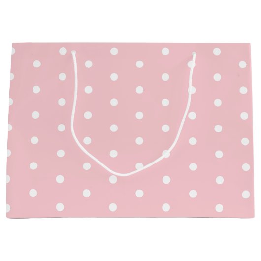 Elegant Blush Pink White Polka Gedotteerde Sjabloo Groot Cadeauzakje (Voorkant)