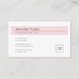 Elegant Blush Pink White Trendy Uw Logo toevoegen Visitekaartje