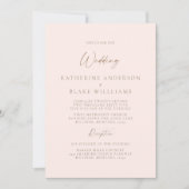 Elegant Blush Plechtige bruiloft Kaart (Voorkant)