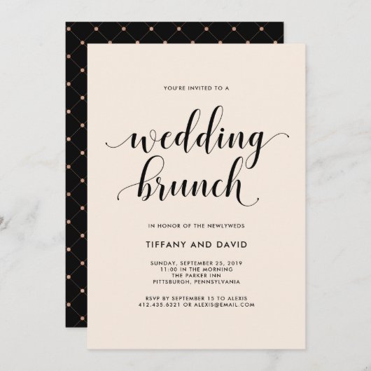 Élégant Blush Post Mariage Brunch Invitation (Devant / Derrière)