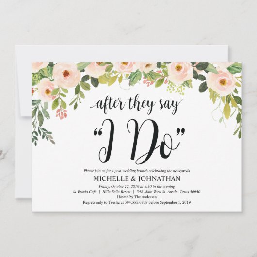 Elégant Blush Post Mariage Brunch Invitation Card (Devant)