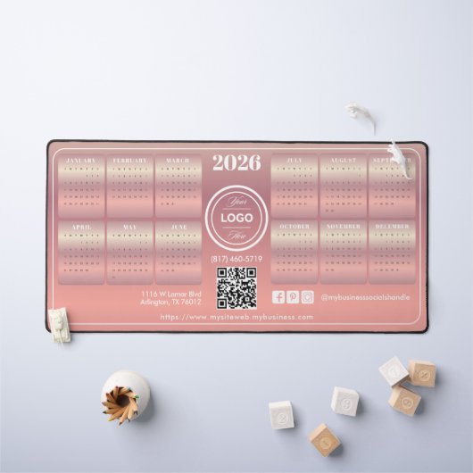 Élégant Blush promotionnel Business 2026 Calendrie (Tableau pour enfants)