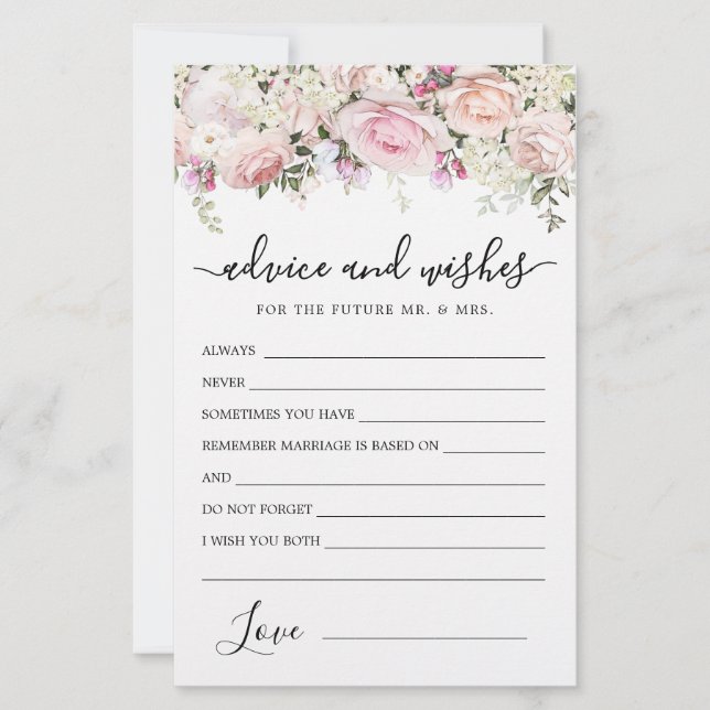 Elegant Blush Roos Greenery Advice and Wishes Kaar (Voorkant)