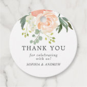 Elegant Blush Roos & Groen Bruiloft Favor Labels (Voorkant)