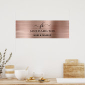 Elégant Blush rose brossé Metal Poster d'affaires (Cuisine)