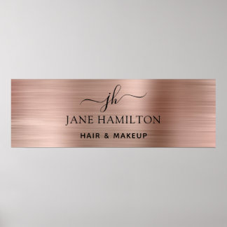 Elégant Blush rose brossé Metal Poster d'affaires