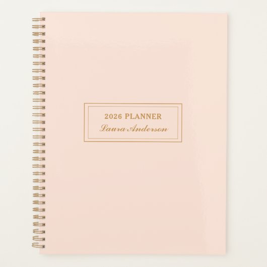 Élégant Blush rose et or 2026 Planner (Devant)