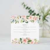 Elégant Blush Rose Floral Carré Diner Carte Menu (Debout devant)