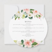 Elégant Blush Rose Floral Circle Diner Carte Menu (Devant)
