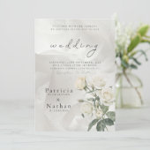 Elegant Blush Rose Floral Frame Wedding Kaart (Staand voorkant)