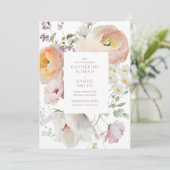 Elégant Blush rose Floral Invitations de mariage (Debout devant)