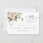 Elégant Blush Rose Floral Mariage botanique RSVP (Devant)