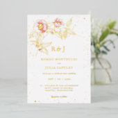 Élégant Blush rose Floral Mariage Foil Invitation (Debout devant)