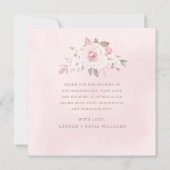 Elégant Blush Rose Floral Mariage Merci photo (Dos)