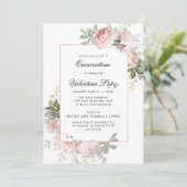 Elégant Blush rose Floral Quinceanera Invitation (Debout devant)