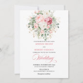 Elegant Blush Rose Gold Glitter Wedding Invitation Kaart (Voorkant)