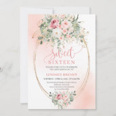 Elegant Blush Rose Gold Sweet Sixteen Invitation (Devant)