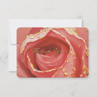 Elegant Blush Rose & Gold Thank You Card Bedankkaart