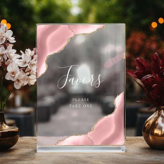 Elégant Blush Rose Or Agate Mariage Faveurs